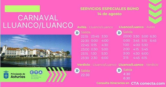 Horarios búho del 14 al 18 de agosto