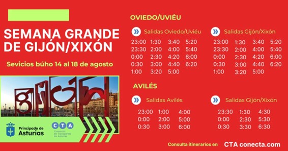 Horarios búho del 14 al 18 de agosto